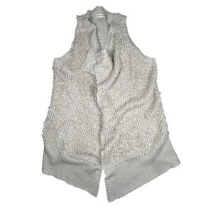 Knox Rose Womens XXL Cream Boucle Knit Open Front Sleeveless Cardigan Vest